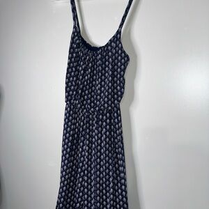 Kaileigh Navy and White Midi Dress